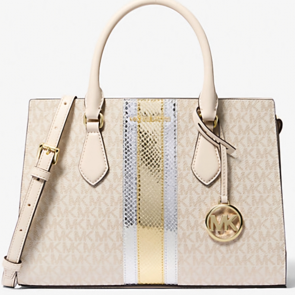 #790 MK Signature Logo and Metallic Satchel